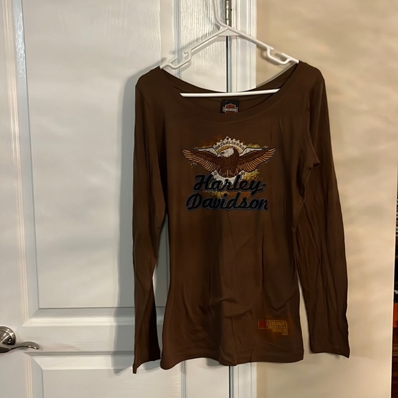 Harley-Davidson Tops - NWT Harley Davidson coffee colored long sleeve shirt